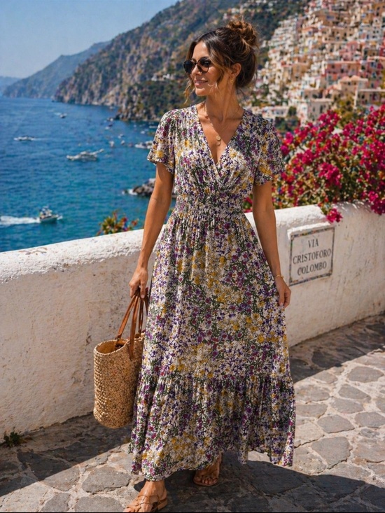 Anthropologie Dresses & Skirts - Anthropologie Floral Maxi Dress in Purple, Yellow, White